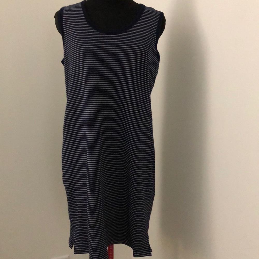 J crew navy and blue striped tank dress
